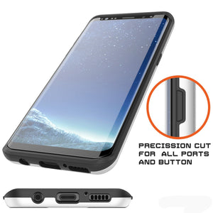 Galaxy S8 Case, PUNKcase [SLOT Series] [Slim Fit] Dual-Layer Armor Cover w/Integrated Anti-Shock System, Credit Card Slot [White] (Color in image: Grey)