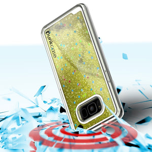 Galaxy S8 Case, Punkcase [Liquid Series] Protective Dual Layer Floating Glitter Cover + PunkShield Screen Protector for Samsung S8 [Gold] (Color in image: Pink)