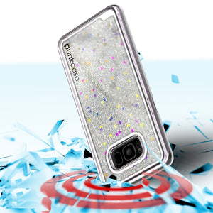 Galaxy S8 Plus Case, Punkcase [Liquid Series] Protective Dual Layer Floating Glitter Cover + PunkShield Screen Protector for Samsung S8 [Silver] (Color in image: Purple)