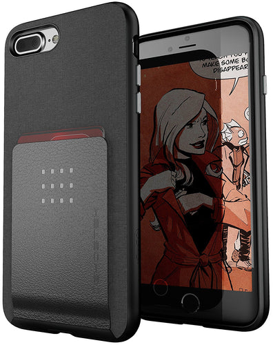 Ghostek Exec2 iPhone 7 Plus / 8 Plus Wallet Case Military Grade Standard Drop Tested | Black (Color in image: Brown)