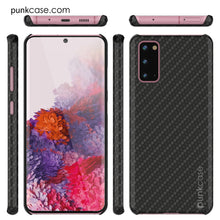 Cargar imagen en el visor de la galería, Galaxy S20 Case, Punkcase CarbonShield, Heavy Duty &amp; Ultra Thin 2 Piece Dual Layer PU Leather Black Cover (Carbon Fiber Style) (Color in image: Black)
