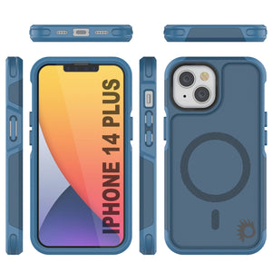 PunkCase iPhone 14 Plus Case, [Spartan 2.0 Series] Clear Rugged Heavy Duty Cover W/Built in Screen Protector [Navy] (Color in image: Blue)