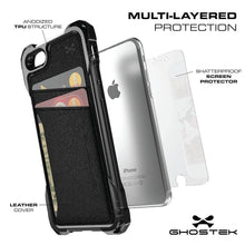 Cargar imagen en el visor de la galería, iPhone 8 Wallet Case, Ghostek Exec Pink Series | Slim Armor Hybrid Impact Bumper | TPU PU Leather Credit Card Slot Holder Sleeve Cover (Color in image: Brown)

