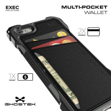 Cargar imagen en el visor de la galería, iPhone 8 Wallet Case, Ghostek Exec Gold Series | Slim Armor Hybrid Impact Bumper | TPU PU Leather Credit Card Slot Holder Sleeve Cover (Color in image: Pink)
