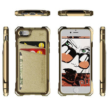 Cargar imagen en el visor de la galería, iPhone 8 Wallet Case, Ghostek Exec Gold Series | Slim Armor Hybrid Impact Bumper | TPU PU Leather Credit Card Slot Holder Sleeve Cover (Color in image: Brown)
