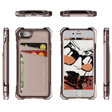 Cargar imagen en el visor de la galería, iPhone 8 Wallet Case, Ghostek Exec Pink Series | Slim Armor Hybrid Impact Bumper | TPU PU Leather Credit Card Slot Holder Sleeve Cover (Color in image: Gold)
