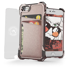Cargar imagen en el visor de la galería, iPhone 7 Wallet Case, Ghostek Exec Pink Series | Slim Armor Hybrid Impact Bumper | TPU PU Leather Credit Card Slot Holder Sleeve Cover (Color in image: Pink)
