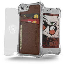 Cargar imagen en el visor de la galería, iPhone 8 Wallet Case, Ghostek Exec Brown Series | Slim Armor Hybrid Impact Bumper | TPU PU Leather Credit Card Slot Holder Sleeve Cover (Color in image: Brown)
