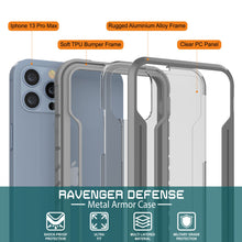 Cargar imagen en el visor de la galería, Punkcase iPhone 13 Pro Max ravenger Case Protective Military Grade Multilayer Cover [Grey] 
