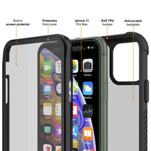 Cargar imagen en el visor de la galería, PunkCase iPhone 11 Pro Max Case, [Spartan Series] Clear Rugged Heavy Duty Cover W/Built in Screen Protector [Black] (Color in image: light green)
