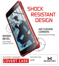 Cargar imagen en el visor de la galería, LG G5 Case, Ghostek® Red Covert Premium Slim Hybrid Protective Cover | Lifetime Warranty Exchange (Color in image: Clear)
