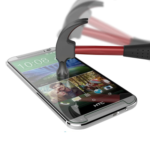 M8 Tempered Glass Screen Protector, Punkcase SHIELD for HTC One M8 0.33mm Thick 9H (Color in image: clear)