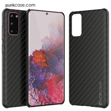 Cargar imagen en el visor de la galería, Galaxy S20 Case, Punkcase CarbonShield, Heavy Duty &amp; Ultra Thin 2 Piece Dual Layer PU Leather Black Cover (Carbon Fiber Style) 
