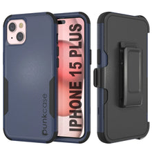 Load image into Gallery viewer, Punkcase para iPhone 15 Plus Cinco de clip de cinturón multicapa Case [Serie de clientes] [Navy Black]
