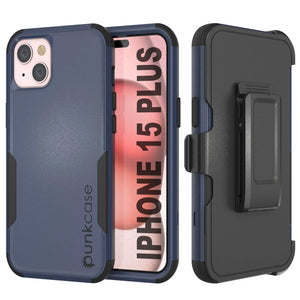 Punkcase para iPhone 15 Plus Cinco de clip de cinturón multicapa Case [Serie de clientes] [Navy Black]