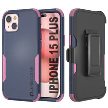 Cargar imagen en el visor de la galería, Punkcase para iPhone 15 Plus Cinco de clip de cinturón multicapa Case de funda [Serie de patrones] [Navy Pink]
