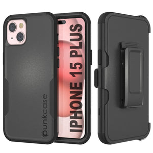 Punkcase para iPhone 15 Plus Cinco de clip de cinturón multicapa Case de funda [Serie de clientes] [Negro]