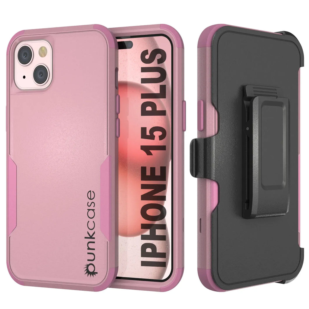 Punkcase para iPhone 15 Plus Cinco de clip de correa multicapa Case de funda [Serie de clientes] [PINK]