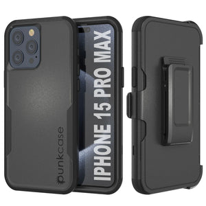 Punkcase para iPhone 15 Pro Max Belt Clip Case de funda multicapa [Serie de clientes] [Negro]