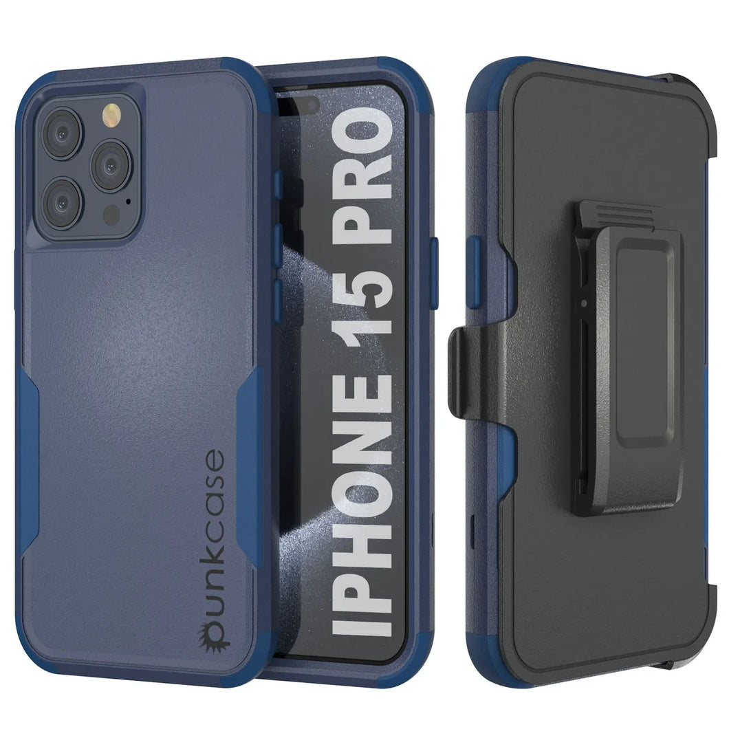 Punkcase para iPhone 15 Pro Belt Clip Multilililyer Fase de funda [Serie Patron] [Armada]