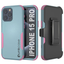 Cargar imagen en el visor de la galería, Punkcase para iPhone 15 Pro Belt Clip Multilililyer Fase de funda [Serie Patron] [Menta-marco]
