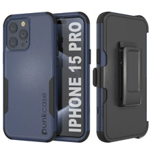 Load image into Gallery viewer, Punkcase para iPhone 15 Pro Belt Clip Multililínea Case de funda [Serie de Patrones] [Navy Black]
