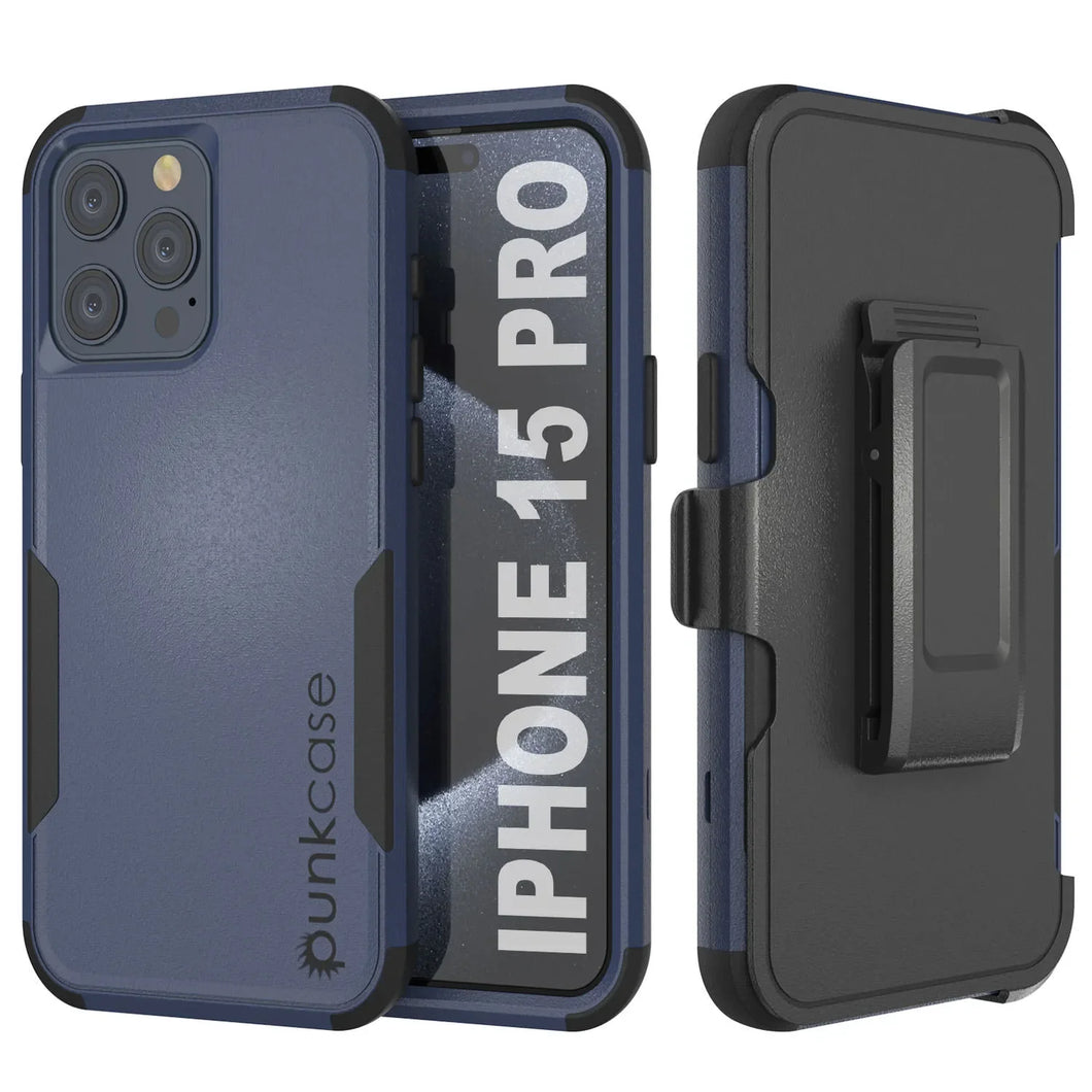 Punkcase para iPhone 15 Pro Belt Clip Multililínea Case de funda [Serie de Patrones] [Navy Black]