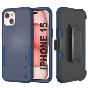 Punkcase para iPhone 15 Centro de estuche multicapa de clips [Serie Patron] [Armada]