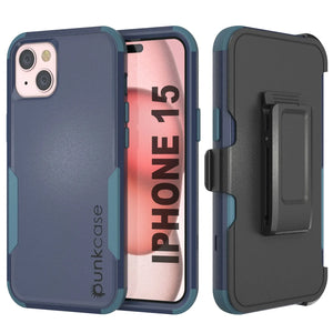 Punkcase para iPhone 15 Cinco de Holla de múltiples capas de iphone [Serie Patron] [azul marino]