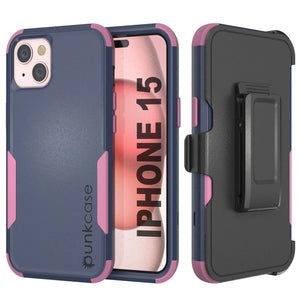 Punkcase para iPhone 15 Cinco de Holla de múltiples capas de cinturón [Serie Patron] [Pink Navy]