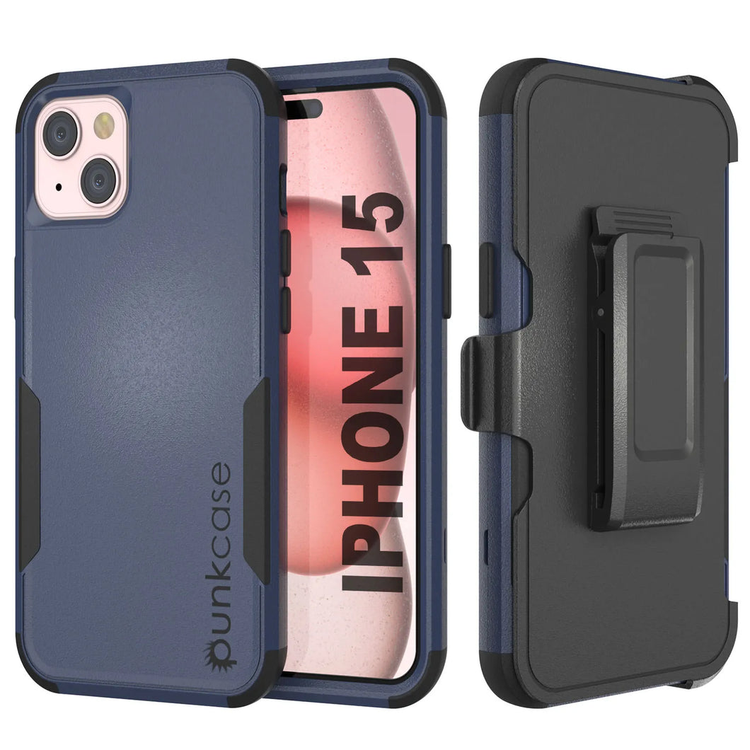 Punkcase para iPhone 15 Cinco de funda de múltiples capas de cinturón [Serie de clientes] [Navy Black]