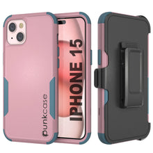 Cargar imagen en el visor de la galería, Punkcase para iPhone 15 Centro de estuche multicapa de clips [Serie de clientes] [Pink-Blue]

