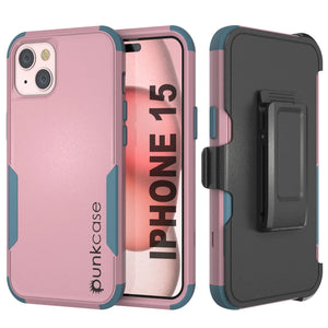 Punkcase para iPhone 15 Centro de estuche multicapa de clips [Serie de clientes] [Pink-Blue]
