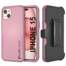 Cargar imagen en el visor de la galería, Punkcase para iPhone 15 Centro de cinturones de funda de múltiples capas [Serie de clientes] [PINK]
