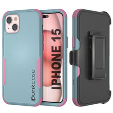 Load image into Gallery viewer, Punkcase para iPhone 15 Centro de estuche multicapa de clip de múltiples [Serie de patrón] [menta rosa]]
