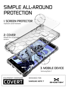 Note 7 Case, Ghostek® Covert Series Clear | Premium Impact Slim Hybrid Cover w/ Screen Protector (Color in image: Rose Pink)