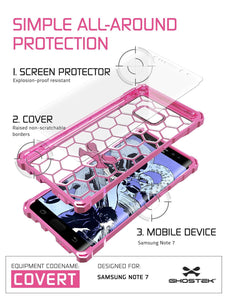 Note 7 Case, Ghostek® Covert Series Rose Pink w/ Explosion-Proof Screen Protector | Ultra Fit (Color in image: Grey)