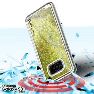Galaxy S8 Plus Case, Punkcase [Liquid Series] Protective Dual Layer Floating Glitter Cover + PunkShield Screen Protector for Samsung S8 [Gold] (Color in image: pink)