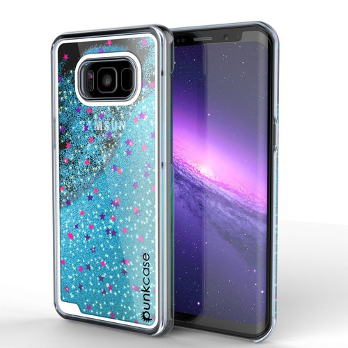 Galaxy S8 Plus Case, Punkcase [Liquid Series] Protective Dual Layer Floating Glitter Cover + PunkShield Screen Protector for Samsung S8 [Teal] (Color in image: Teal)