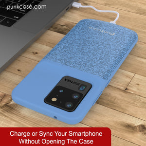 PunkJuice S20 Ultra Battery Case Patterned Blue - Fast Charging Power Juice Bank with 6000mAh (Color in image: Rose-Gold)