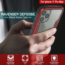 Cargar imagen en el visor de la galería, Punkcase iPhone 11 Pro Max ravenger Case Protective Military Grade Multilayer Cover [Red] (Color in image: Black)
