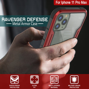 Punkcase iPhone 11 Pro Max ravenger Case Protective Military Grade Multilayer Cover [Red] (Color in image: Black)