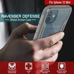 Punkcase iPhone 12 Mini ravenger Case Protective Military Grade Multilayer Cover [Grey] (Color in image: Red)