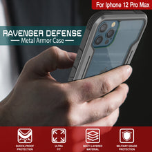 Cargar imagen en el visor de la galería, Punkcase iPhone 12 Pro Max ravenger Case Protective Military Grade Multilayer Cover [Grey-Black] (Color in image: Red)
