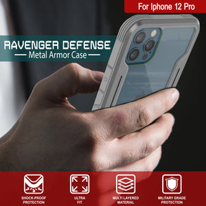 Punkcase iPhone 12 Pro ravenger Case Protective Military Grade Multilayer Cover [Grey] (Color in image: Red)