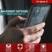 Cargar imagen en el visor de la galería, Punkcase iPhone 12 ravenger Case Protective Military Grade Multilayer Cover [Black] (Color in image: Grey-Black)
