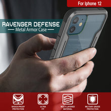Cargar imagen en el visor de la galería, Punkcase iPhone 12 ravenger Case Protective Military Grade Multilayer Cover [Grey-Black] (Color in image: Red)
