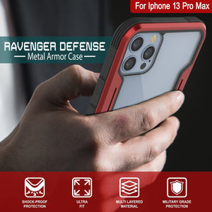 Punkcase iPhone 13 Pro Max ravenger Case Protective Military Grade Multilayer Cover [Red] (Color in image: Black)