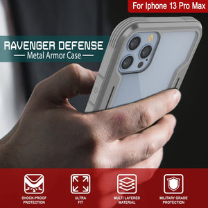 Punkcase iPhone 14 Pro Max Ravenger MAG Defense Case Cubierta Multicapa de Grado Militar Protectora [Gris]