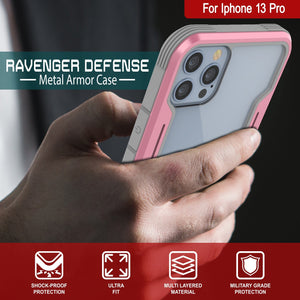 Punkcase iPhone 13 Pro ravenger Case Protective Military Grade Multilayer Cover [Rose-Gold] (Color in image: Black)